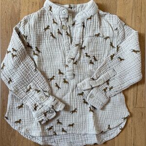 Rylee + Cru Horse Print Gauze Long Sleeve Size 4/5